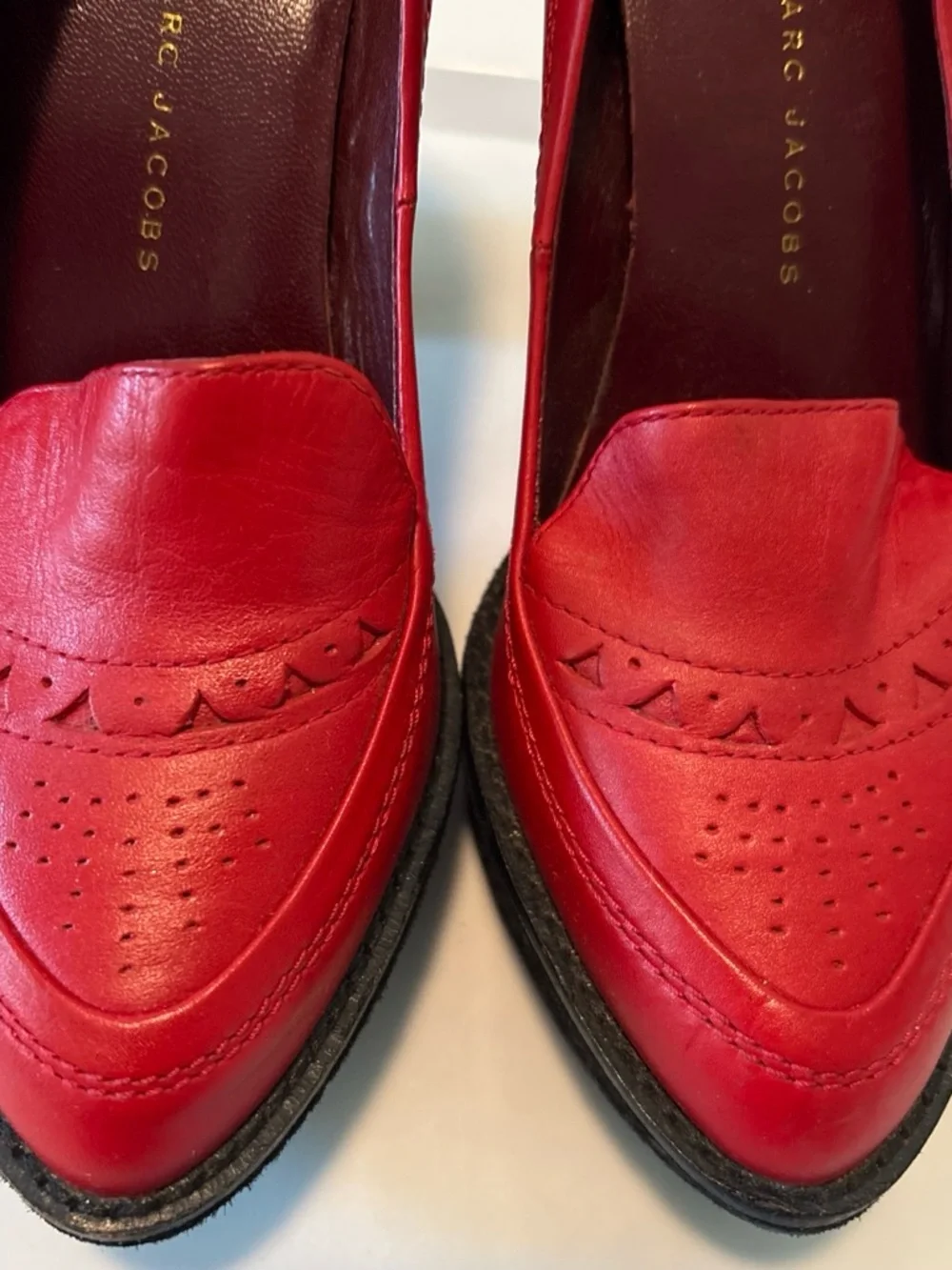 Marc by Marc Jacobs Red Leather Pointed Loafers